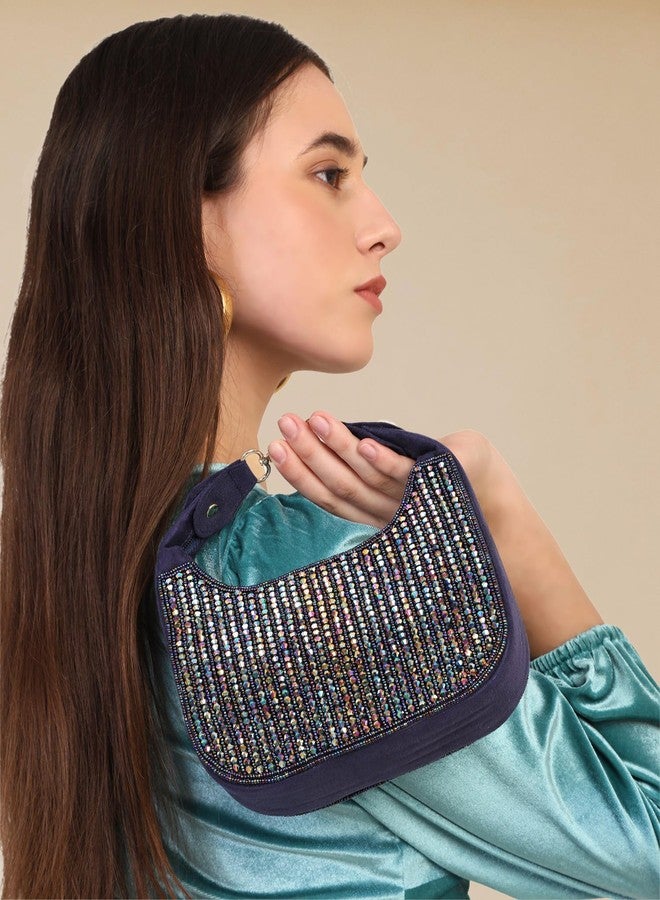 MARKQUES Blue Crystal Handheld Embellished Handbag - Image 2